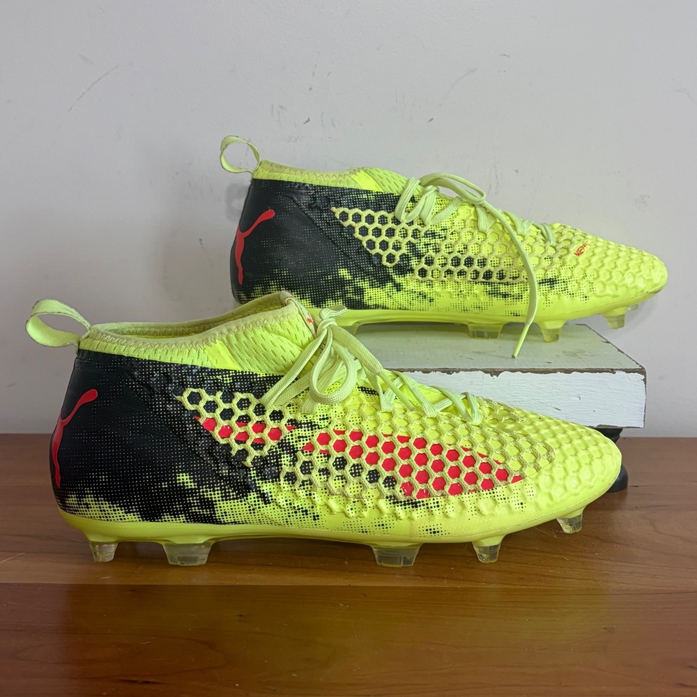 Puma Future 18.1 Netfit FG AG Soccer Cleats Fizzy Yellow Black Mens 10.5